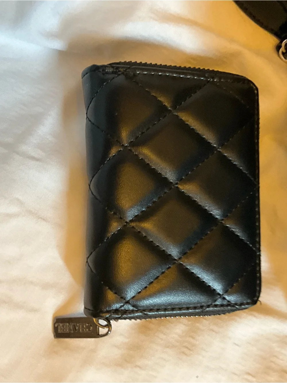 Designer Fashioned Black Quilted Patent Leather Satchel with Chain Strap